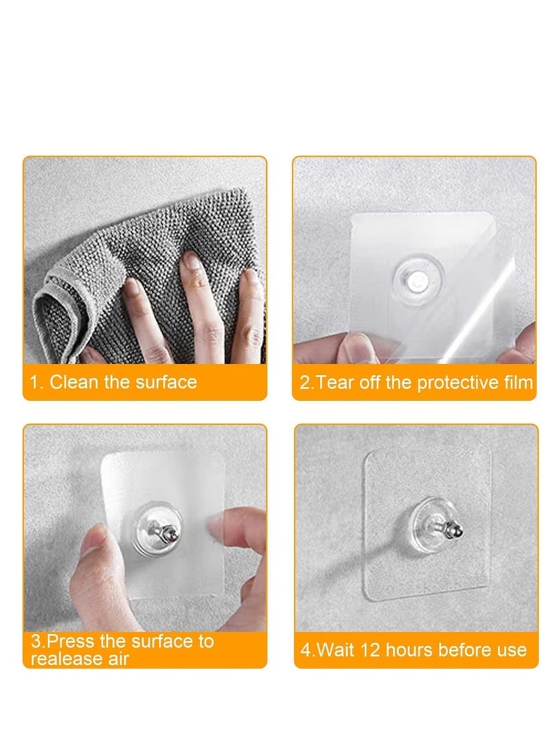 Sisily Heavy Duty Clear Adhesive Wall Hooks 12-Pack – Removable Waterproof Hangers for Bathroom Kitchen Décor - Image 4